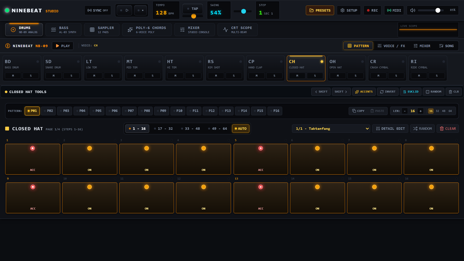 Ninebeat Studio – NB-09 Drum-Maschine mit Step-Sequencer